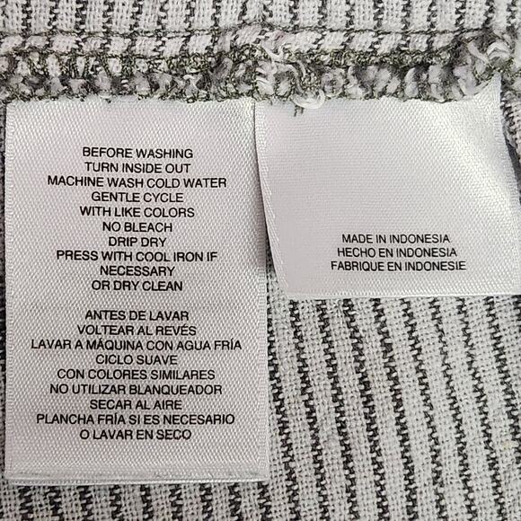 Anne Klein Cropped Linen/Cotton Pants Women L Gray/White Micro Stripe Pockets - Picture 13 of 14